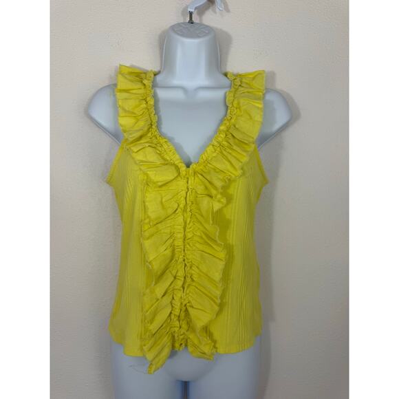 Pilcro Yellow Ruffle V-Neck Sleeveless Top Size M - Picture 2 of 6